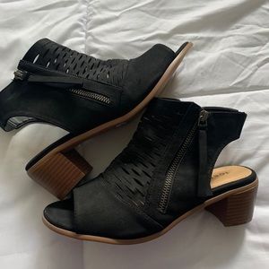 Torrid black open toe booties